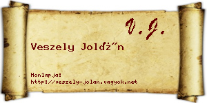 Veszely Jolán névjegykártya